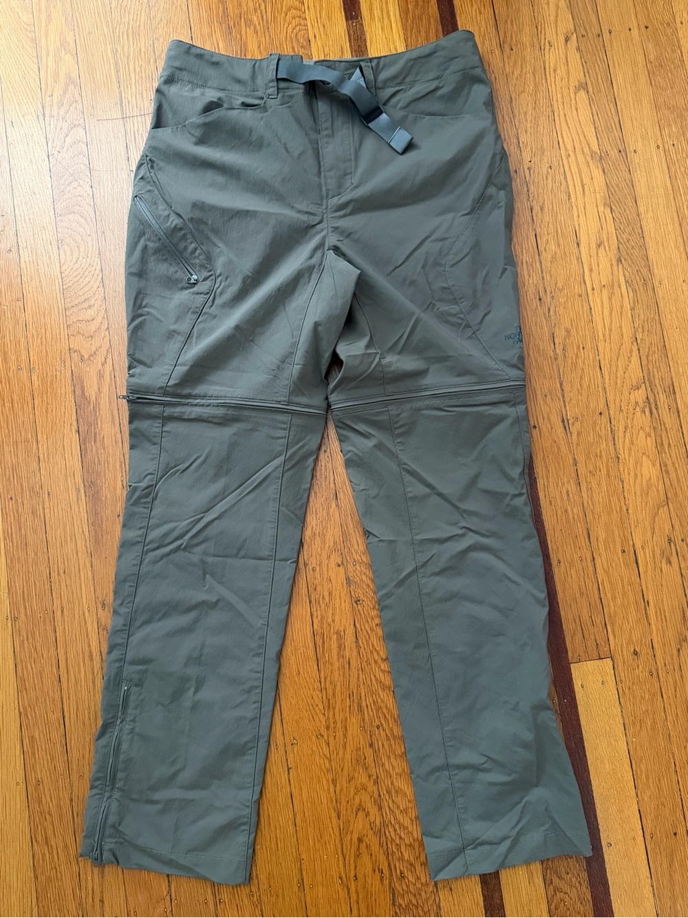 The North Face Men’s convertible hiking outdoor pants zip shorts gray brown EUC